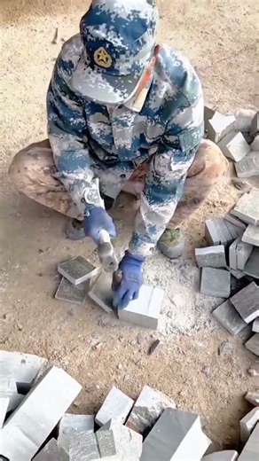 Traditional Stone Masonry Shaping Granite Blocks with Hand Tools #popular #viralshorts