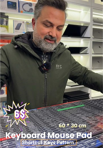 Keyboard Mouse Pad - English Shortcut Keys Pattern Gaming Writing Desk Mats for Office, Home Extended XL Stitched Edge Rubber Keyboard PC Computer Mousepad Mat (60 * 30cm)