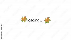 Loading wheel animation - Animated spinning load icon with alpha layer on white background. autumn leaves rotate in a circle. autumn theme.. 4K video illustration.
