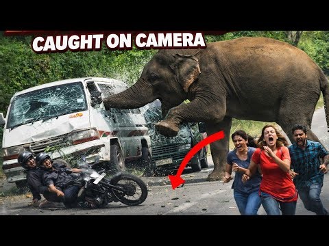 Giant Elephant vs Van 🐘 | Terrifying Moment Caught Live😱