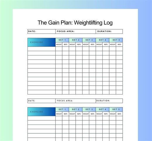 Weight Lifting Log: Strength Training Tracker (printable PDF) - Etsy