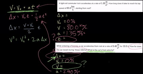 Choosing kinematic equations