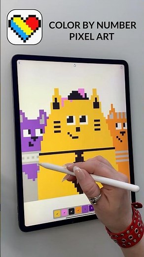 Coloring Book Pixel Art Color By Number LOVE CAT #pixel #coloringbook #pixelbynumber #anxiety #art