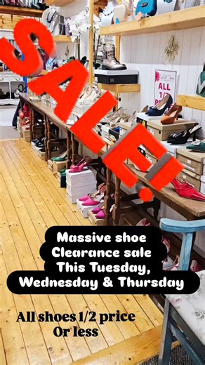 Fashion Accessories Tullamore on Instagram: "Massive footwear sale this Tuesday, Wednesday and Thursday........ 3 day only .... @linda_obrien_jewellery All shoes 1/2 price or less Open 10 am to 5pm Postcode R35D211 🌸"