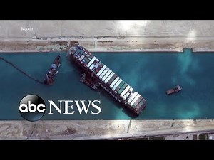 Massive cargo ship stuck in Suez Canal is partially refloated | ABC News