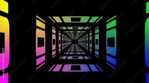 Hi-tech animation, background, VJ loop of Tunnel. Train tunnel motion graphic. Stock Video