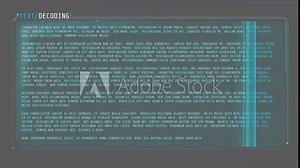 A window for decoding a large array of text with scan effect.