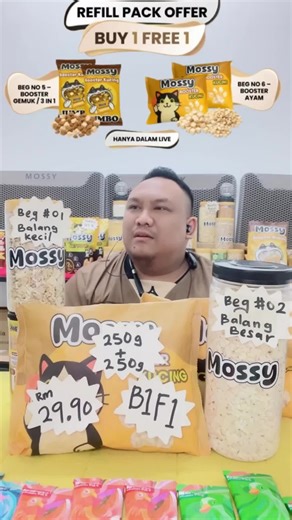 【LIVE】REFILL BOOSTER AYAM MOSSY - Buy 1 Free 1 | 3 Size（Small，Cube，Mini Cube）500g Freeze Dried Chicken Treats Freeze Dried Cat Treats Chicken Snacks