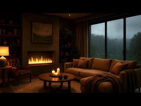 🏡 8 Hours 4K Luxury Cabin Storm: Heavy Rain, Thunder & Fireplace for Deep Sleep/Relaxation Anxiety
