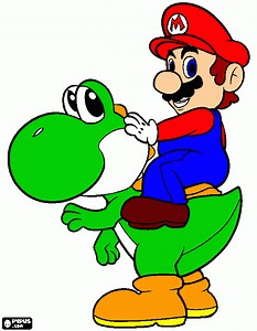 mario and yoshi coloring page, printable mario and yoshi