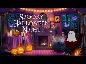 Spooky Halloween Night 👻 ASMR ghost autumn Halloween ambience 🎃 (rain, thunder, fire)