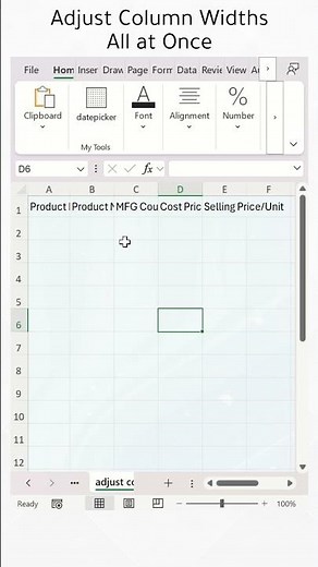 Adjust Column Widths of Multiple Columns at Once in Excel
