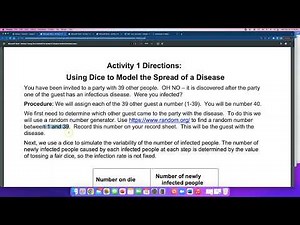 MTH 154 Activity 1 Using Dice to Model the Spread of a Disease Video #1