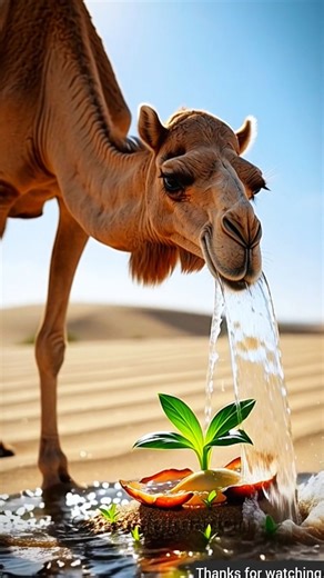 The Camel watered the tiny date plant😭 #shorts #ai #camel #date