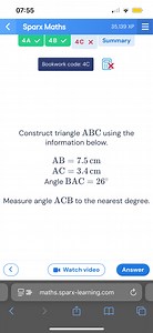 Construct triangle ABC using the information below: AB = 7.5 c... | Filo