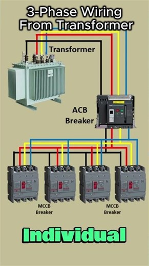 Transformer to MCCB Wiring Explained | ACB & 3-Phase Power System #Shorts #TransformerWiring