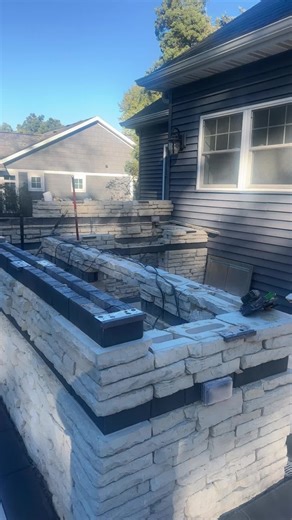 Picture of before & after of this patio we installed granite countertops.