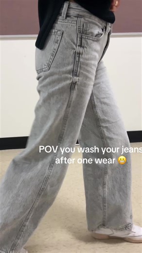 The biggest misconception of wearing jeans! One wear ≠ laundry day #fyp#jeans#laundryhack