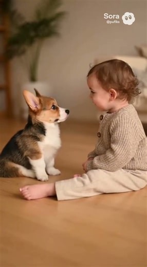 He was waiting 🐶👶 #shorts #corgi #baby #cute