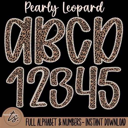 Pearl Leopard Alphabet PNG, Full Alphabet & Numbers Set, Leopard Print Letters, Pearl Outline Font, Preppy Leopard Alpha Set - Etsy