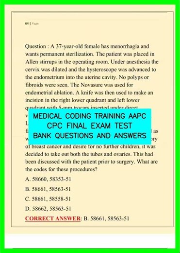 MEDICAL CODING TRAINING AAPC CPC FINAL EXAM TEST BANK QUESTIONS AND ANSWERS video