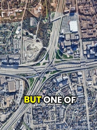 This one rises in a place most drivers never expect. Drive toward it, and you'll see five separate levels of ramps. #highfiveinterchange #dallastx #dallastexas #highway #geography