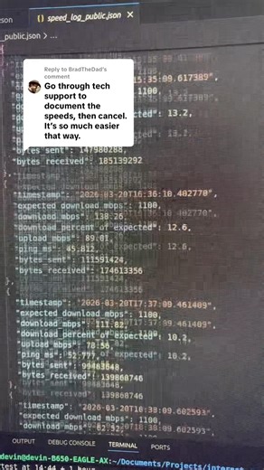 Logging my xfinity internet speed is why I’m cancelling #internet #tech #xfinity #datascience
