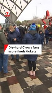87K views · 616 reactions | Die-hard Crows members have queued to secure the hottest tickets in town – seats at the club’s first home final against Collingwood. Any remaining tickets will go on sale to the general public from 3pm. #7NEWS | 7NEWS Adelaide | Facebook