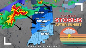 When to expect scattered storms tonight across Indiana