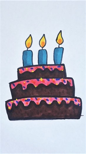 Cute Birthday Cake Drawing 🎂✨ | Easy Drawing for Kids #Shorts
