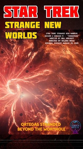ORTEGAS STRANDED BEYOND THE WORMHOLE | STAR TREK: STRANGE NEW WORLDS S3E9 “TERRARIUM” When the #Wormhole collapses in StarTrek: StrangeNewWorlds Season 3 Episode 9 “Terrarium,” Lieutenant #Ortegas is hurled across subspace — her shuttle spiraling toward a dying #DwarfStar. Alone, injured, and out of contact with the #USSEnterprise, she sends one final distress call into the void. But survival takes an unexpected turn when she discovers a wounded #Gorn pilot among the wreckage. What begins as fea