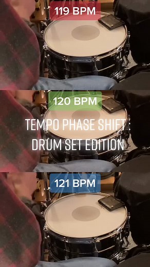 Reply to @yeeyeethekidd Same beat, but each 1 BPM apart. #drums #drummer #tempo #phase