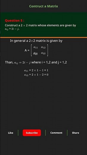 #5 of 14 : Construct a 2x2 Matrix in Seconds: aij = i + j Made Easy! #math #mathematics #matrix