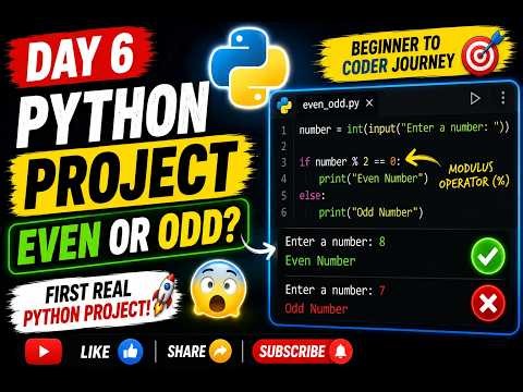 Day 6 of Learning Python | Even or Odd Checker Project 🚀 | Python Series #6