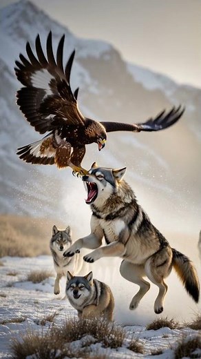Eagle vs Wolf Pup: Mother Wolf Defends Her Cub in Epic Battle | Wildlife Documentary #eagle #wolf