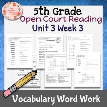 5th Grade Open Court Reading Unit 3 Week 3 VOCABULARY WORD WORK