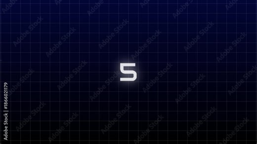 Futuristic circular countdown timer animation with number 10 on digital grid background. Perfect for intro, opener, technology presentation, event countdown, sci fi video, and modern motion