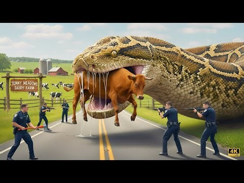 Brave Rescue Team Wrestles Giant Python to Save Cow’s Life