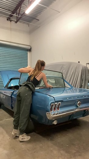 Installing the rear windshield on my 1967 mustang! #classiccar #mustang #projectcar #carsoftiktok #classicmustang #cargirl #diy #restoration #retro #musclecar #install