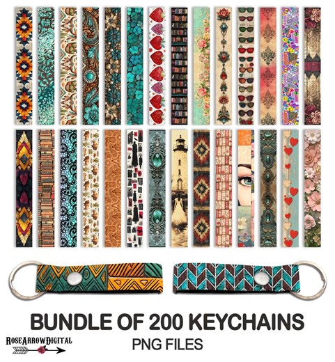 200 Keychain Sublimation PNG Bundle | Western, Gothic, Boho Wristlet Designs (digital Download) - Etsy