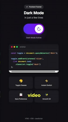 Dark Mode in 3 Lines of JavaScript? 😲 #javascript #coding #tutorial
