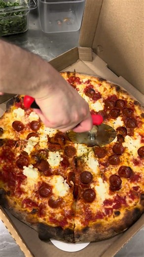 Pepperoni and ricotta pizza
