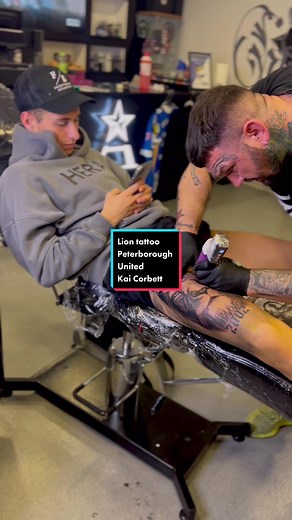 Lion Tattoo for Peterborough United Fans by Kai Corbett