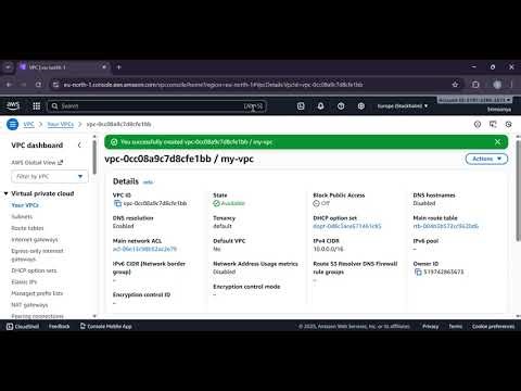 Create a vitual LAN with two subnets ( Public and Private )
