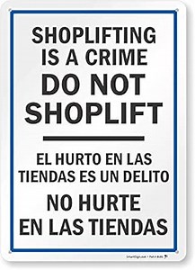 SmartSign "Shoplifting Is A Crime, Do Not Shoplift" Bilingual Sign | 10" x 14" Plastic