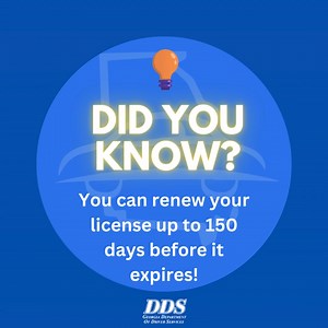 #DidYouKnow that you do not have to wait until your driver's license or ID is close to expiring or has expired to renew your card? You can renew your license and ID 150 days (approx. 5 months-give or take a day or two 😀) before the expiration date. #DDSCares #RenewBeforeItsDue | Georgia Department of Driver Services (DDS)
