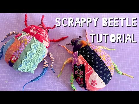 Scrappy beetle tutorial! + fabric scrap project, beginner friendly sewing + fabric bug wall hanging