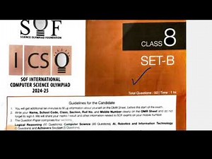 Class 8 ICSO 2024-25 |Solution of SET B ICSO for class 8 | Answer key | Computer olympiad