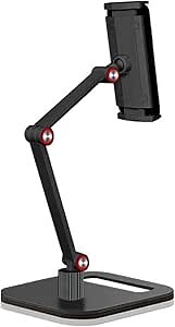 UGIFT Adjustable Tablet Stand, Multi-Angle Desktop Mount Holder, 360° Swivel, 4-12.9 inch, Black