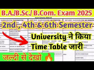 New Time Table 2025 Exam B.A. BSc. BCom. 2nd 4th 6th semester exam date sheet 2025 - 26